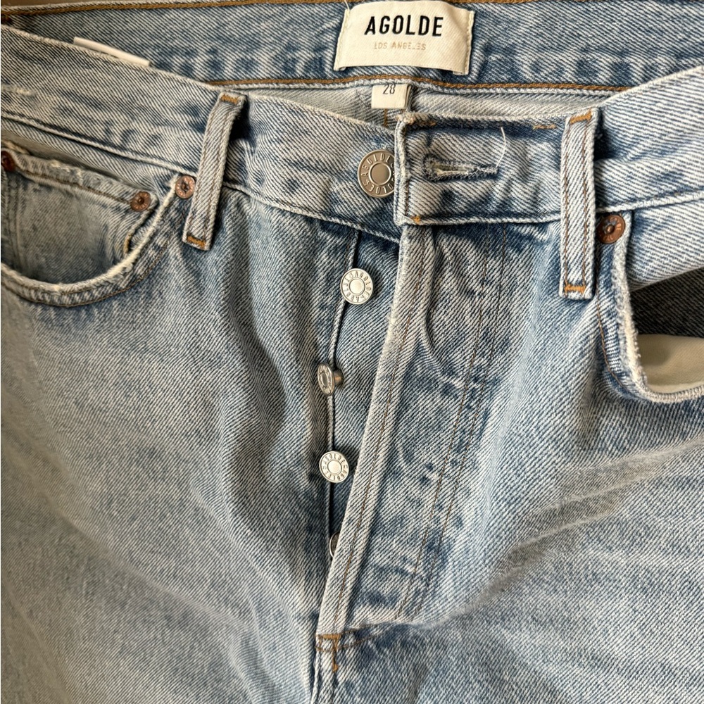 Agolde Light Blue Straight Leg Jeans - Picture 3 of 4